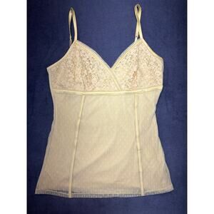 EXPRESS Lace Tank Top Cami. Y2K. Adjustable Spaghetti StrapsYellow Poka Dot Med